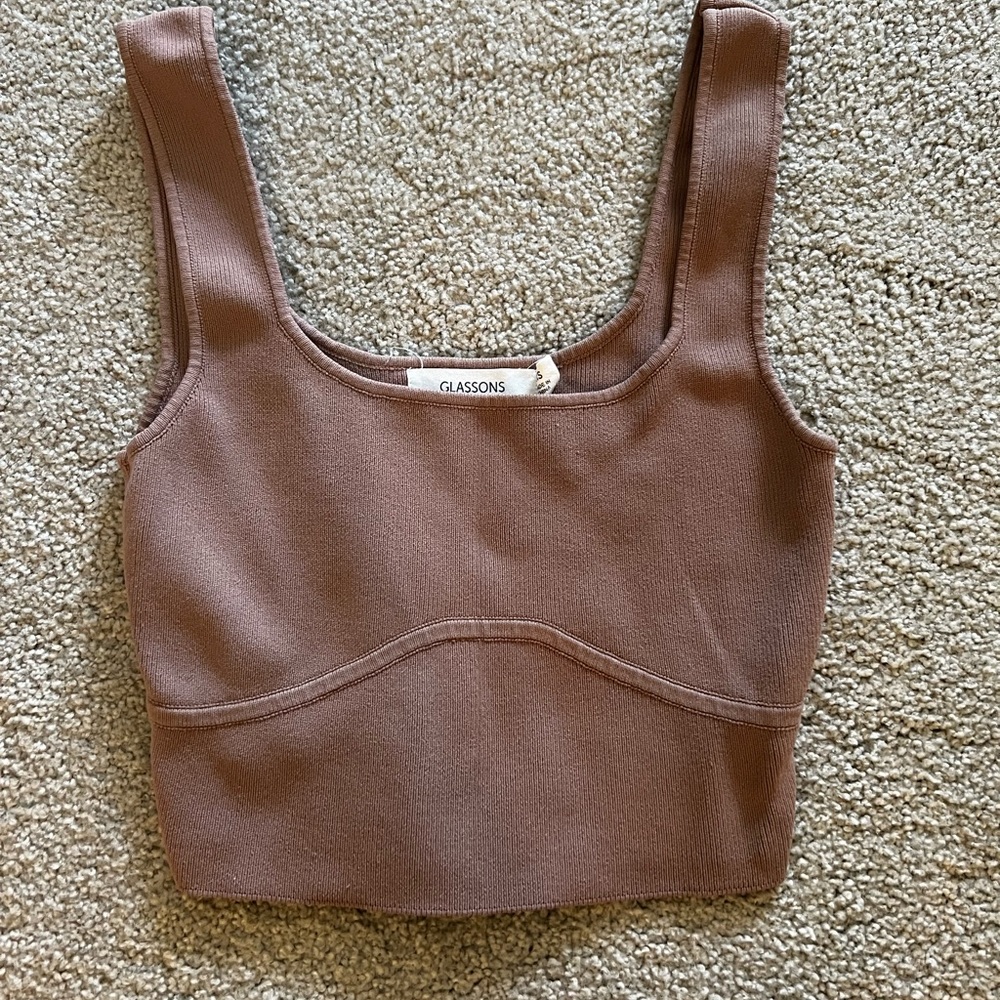 Glassons crop tank in Taupe